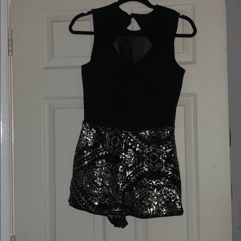 Black and silver sequins romper